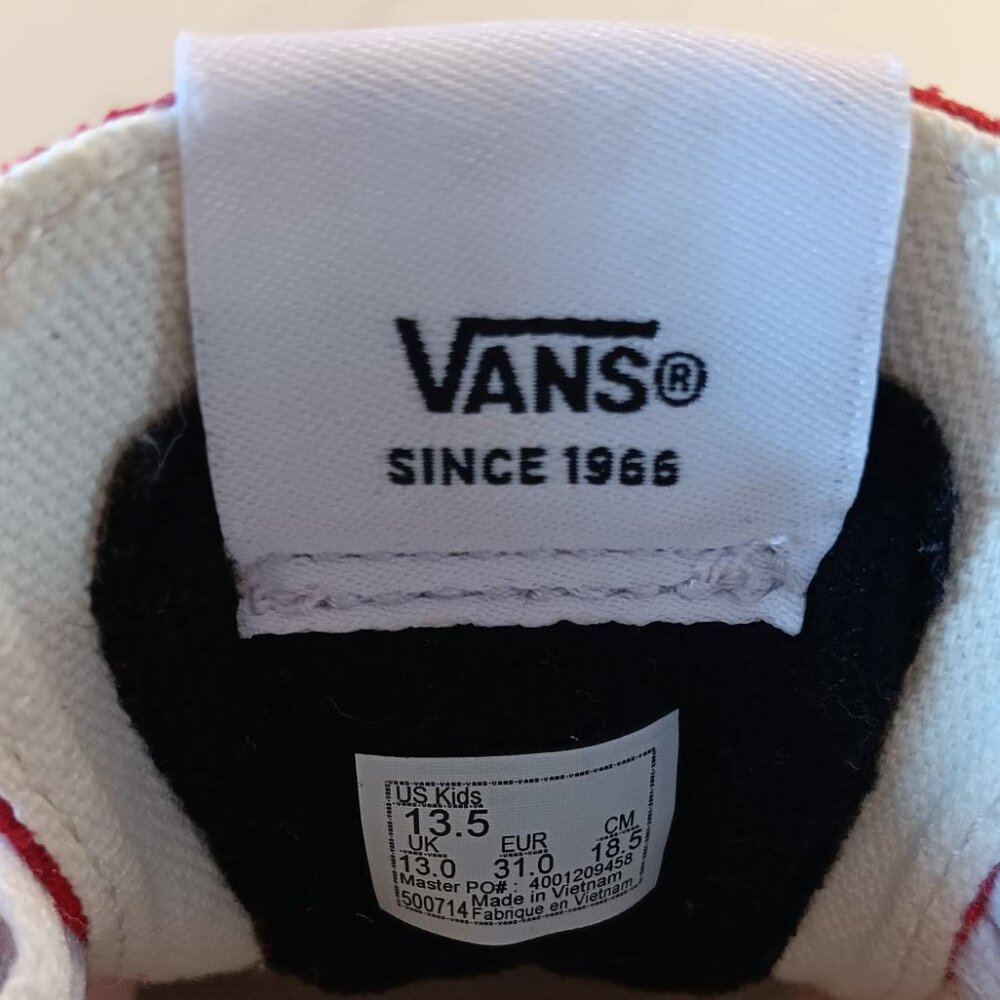 VANS Kids Hightop Sk8-Hi Red Sneakers Size 13.5 - Picture 6 of 15